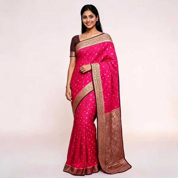 Pink_Silk_Woven_Gold_Motif_Saree_For_Women