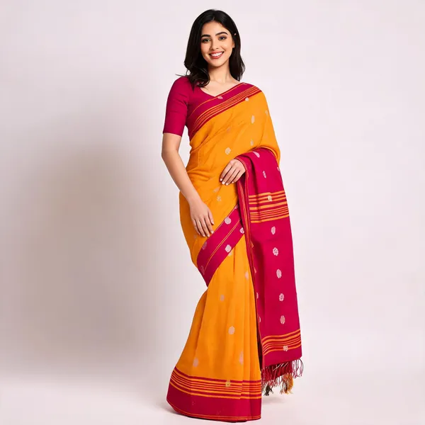 Orange_Silk_Handloom_Woven_Saree_For_Women