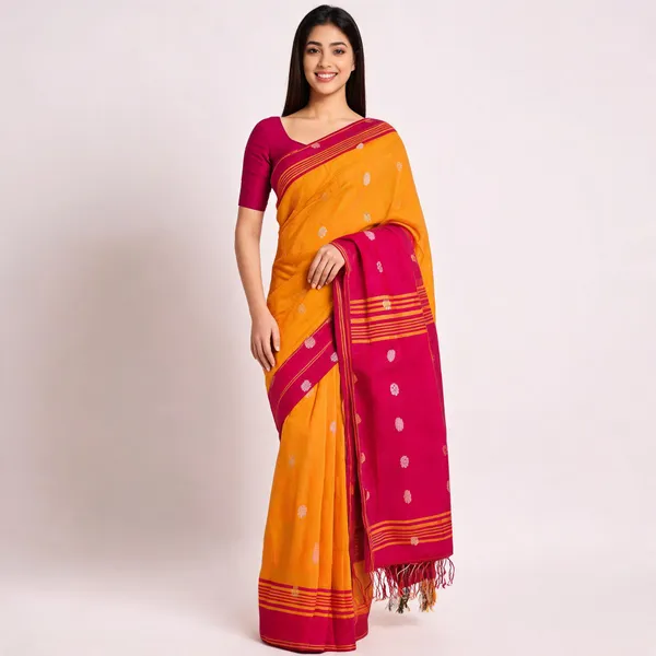 Orange_Silk_Handloom_Woven_Saree_For_Women