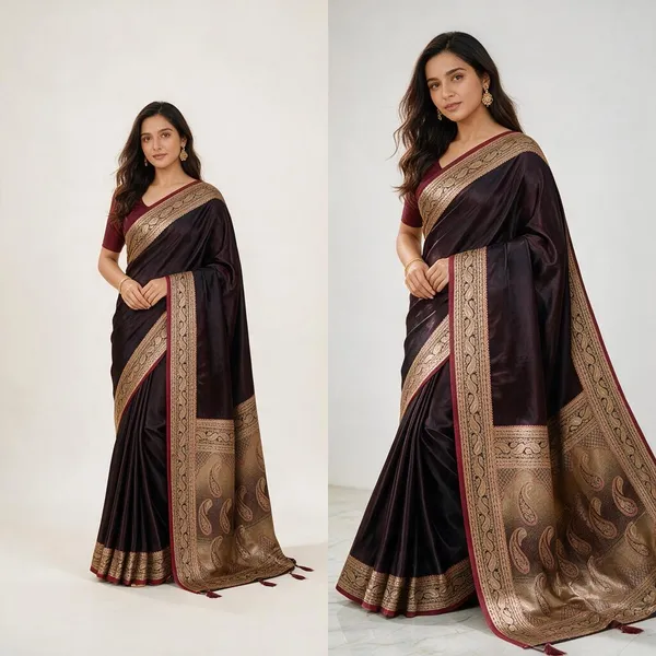 Black_Silk_Woven_Zari_Border_Saree_For_Women