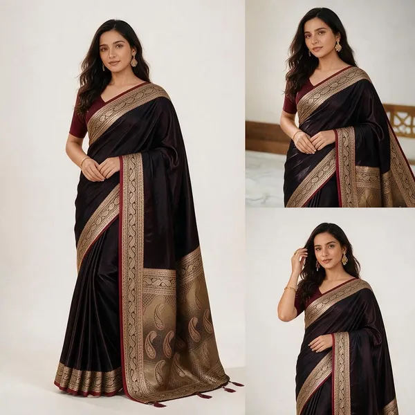Black_Silk_Woven_Zari_Border_Saree_For_Women