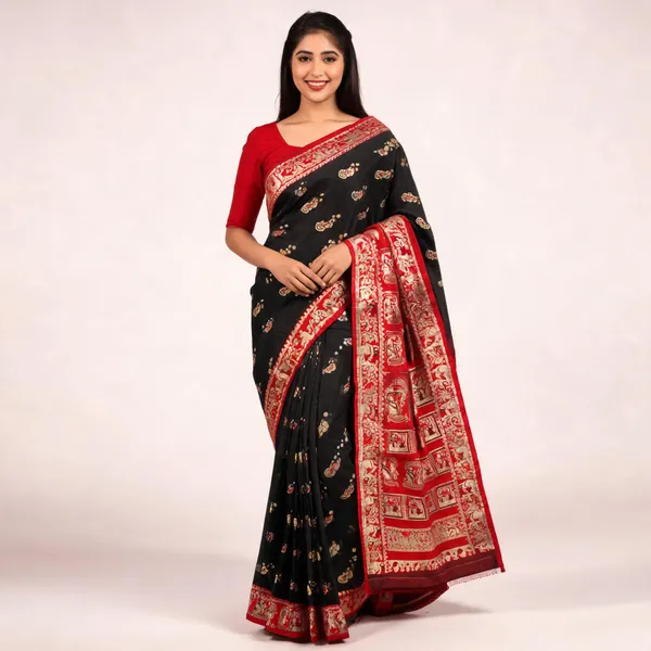 Black_Silk_Printed_Traditional_Saree_For_Women