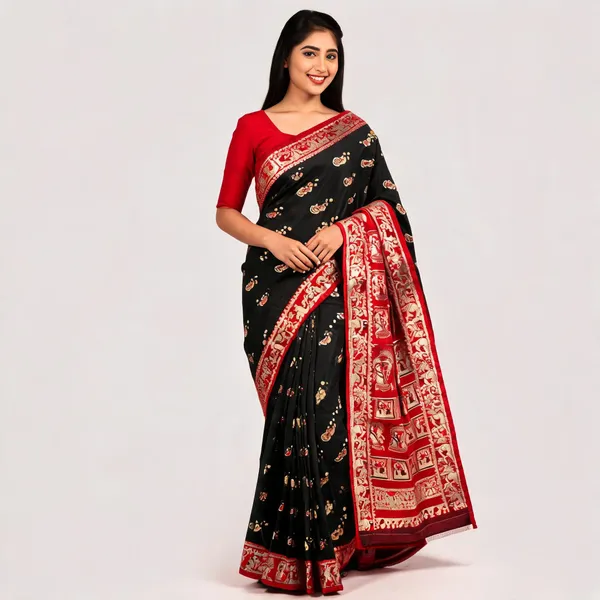 Black_Silk_Printed_Traditional_Saree_For_Women