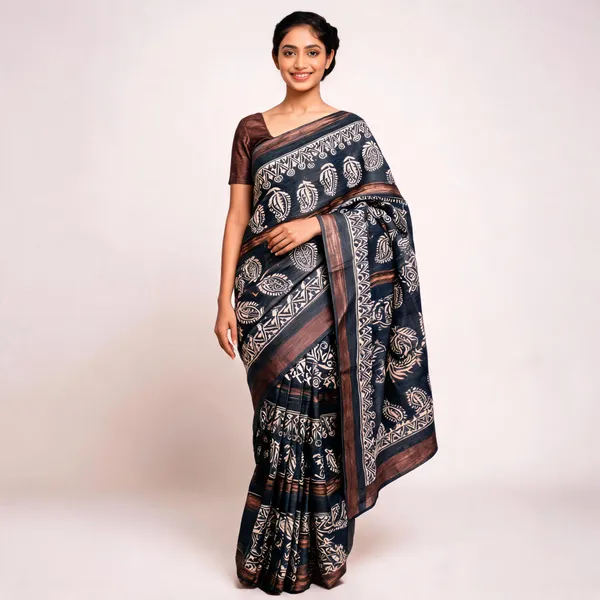 Black_Silk_Paisley_Printed_Saree_For_Women