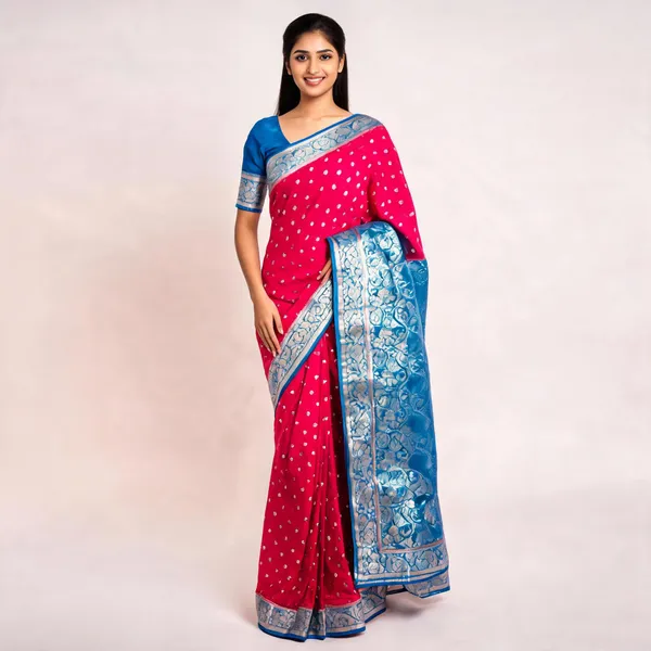 Pink_Silk_Woven_Dot_Motif_Printed_Saree_For_Women