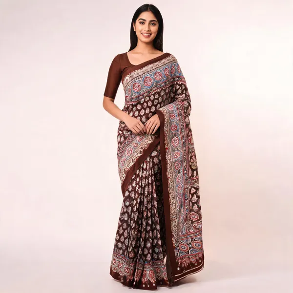 Brown_Silk_Paisley_Floral_Printed_Saree_For_Women