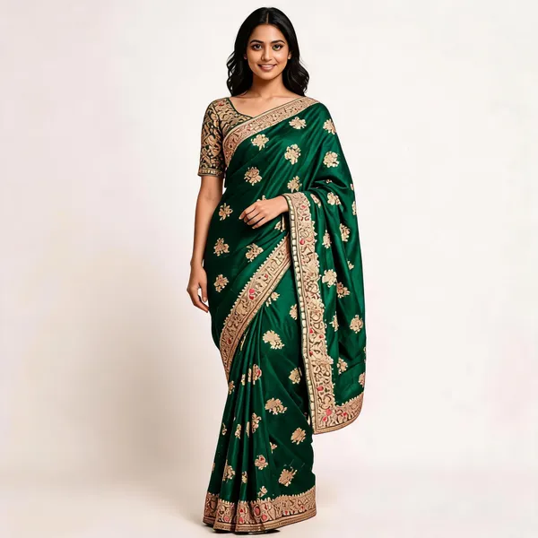 Green_Silk_Floral_Embroidered_Saree_For_Women