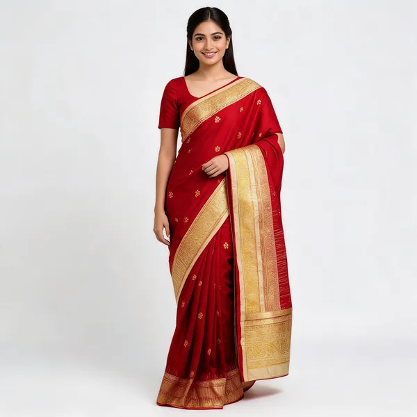 Red_Silk_Zari_Gold_Motif_Saree_For_Women
