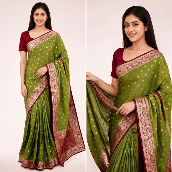 Green_Silk_Woven_Maroon_Border_Saree_For_Women
