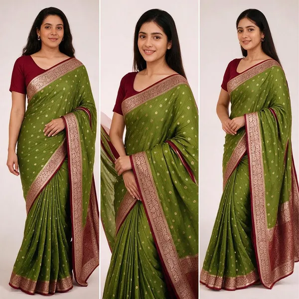 Green_Silk_Woven_Maroon_Border_Saree_For_Women