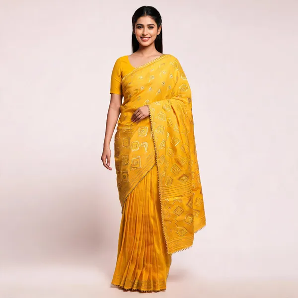 Yellow_Silk_Geometric_Motif_Saree_For_Women