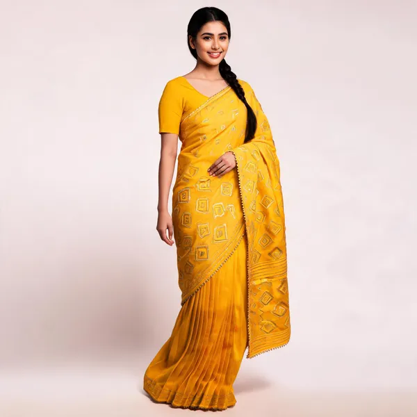 Yellow_Silk_Geometric_Motif_Saree_For_Women