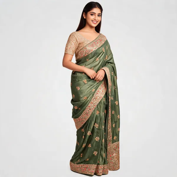 Green_Silk_Floral_Embroidered_Saree_For_Women