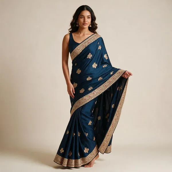 Blue_Silk_Floral_Embroidered_Saree_For_Women