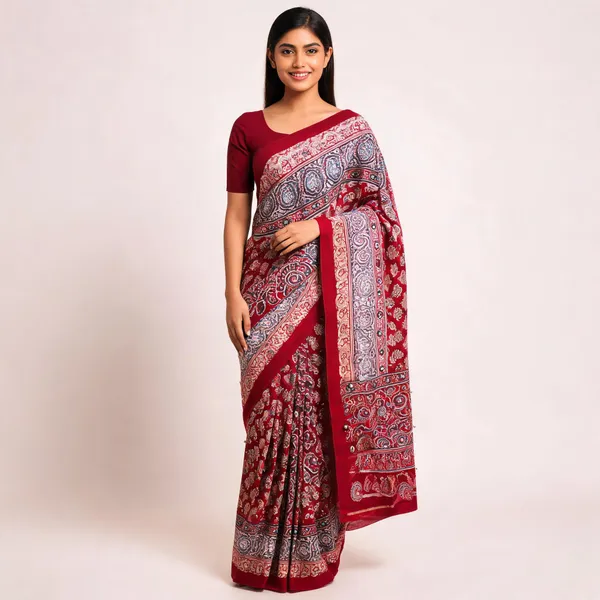 Multicolour_Silk_Paisley_Print_Saree_For_Women