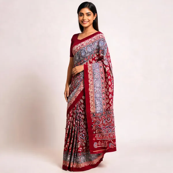 Multicolour_Silk_Paisley_Print_Saree_For_Women