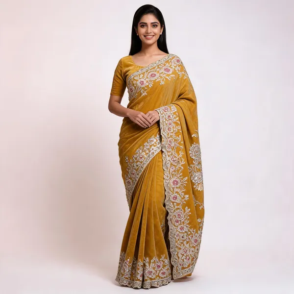 Mustard_Silk_Floral_Embroidered_Saree_For_Women