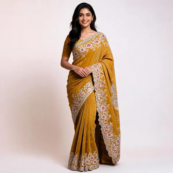 Mustard_Silk_Floral_Embroidered_Saree_For_Women