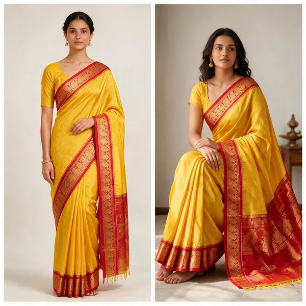 Yellow_Silk_Zari_Border_Saree_For_Women