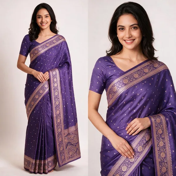 Purple_Silk_Woven_Floral_Motif_Saree_For_Women