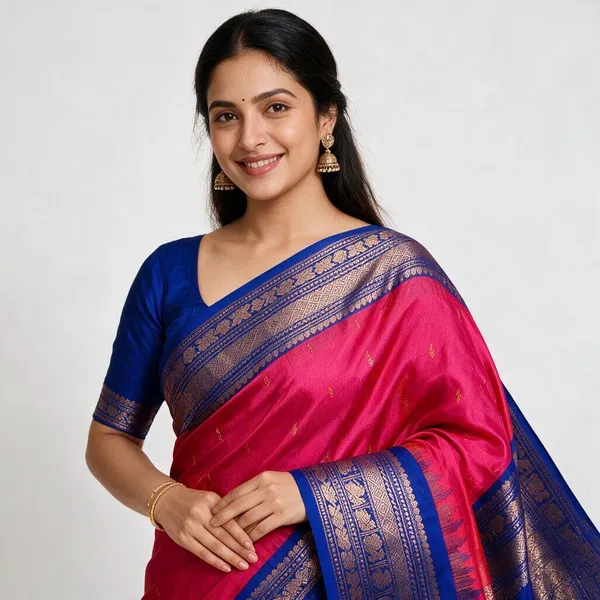 Red_&_Blue_Silk_Woven_Zari_Saree_For_Women