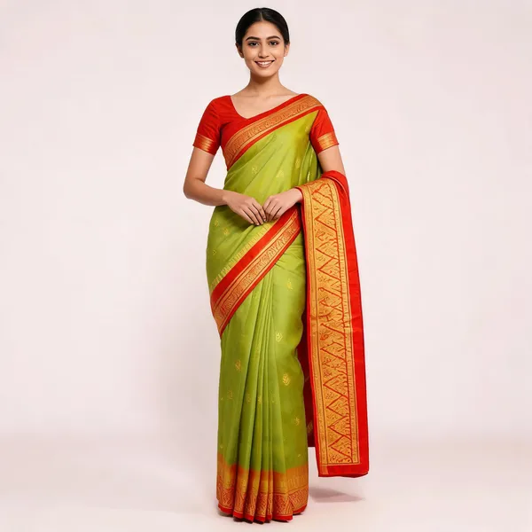 Green_Silk_Woven_Zari_Border_Saree_For_Women