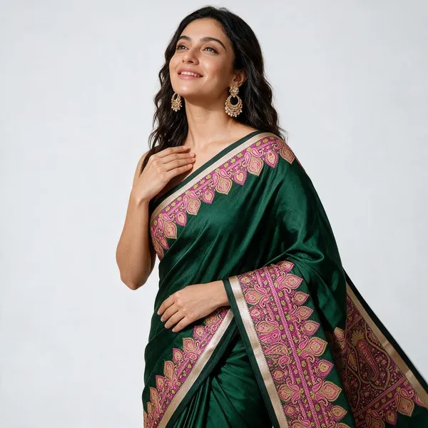 Green_Silk_Paisley_Border_Saree_For_Women