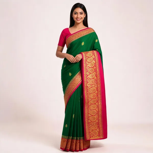 Green_Silk_Woven_Paisley_Border_Saree_For_Women