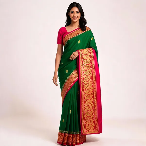 Green_Silk_Woven_Paisley_Border_Saree_For_Women
