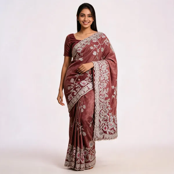 Maroon_Silk_Floral_Embroidered_Saree_For_Women