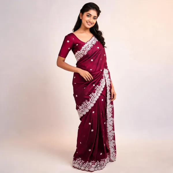 Magenta_Silk_Floral_Embroidered_Saree_For_Women