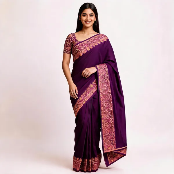 Purple_Silk_Paisley_Border_Saree_For_Women