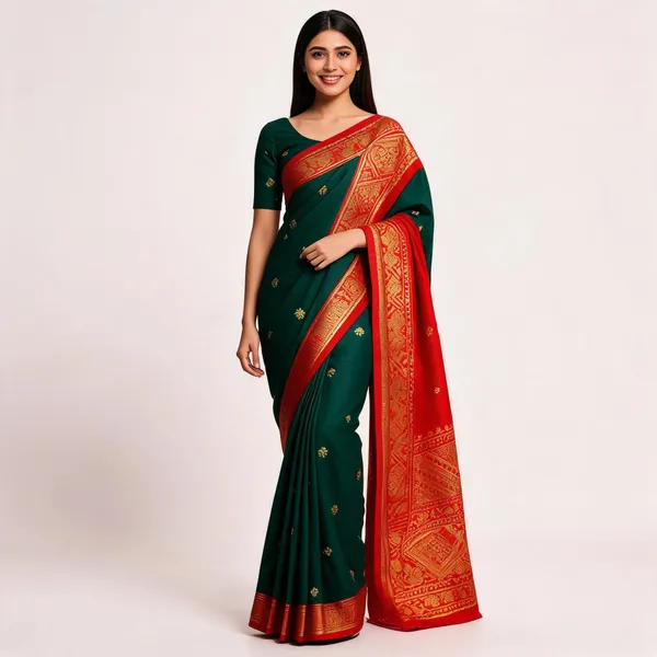 Red_&_Green_Silk_Zari_Woven_Saree_For_Women