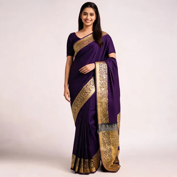 Purple_Silk_Gold_Border_Woven_Saree_For_Women