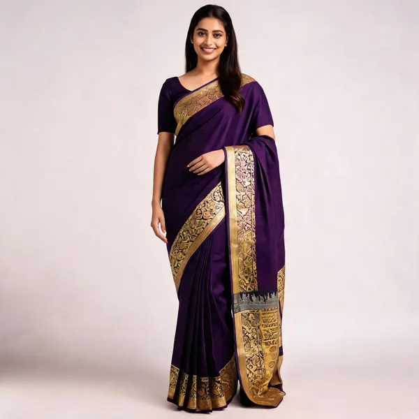 Purple_Silk_Gold_Border_Woven_Saree_For_Women