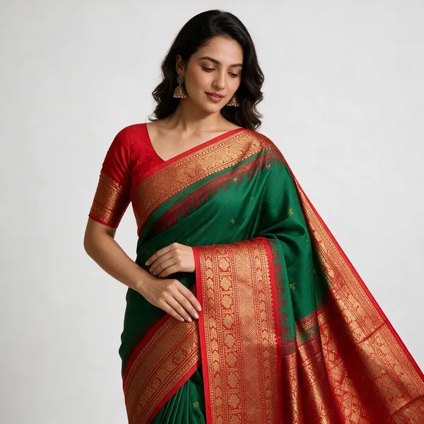 Green_&_Red_Silk_Zari_Woven_Saree_For_Women