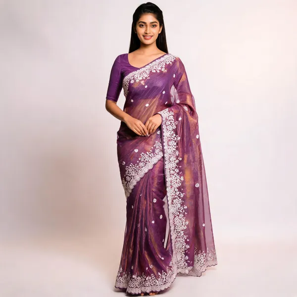 Purple_Silk_Sheer_Lace_Border_Saree_For_Women