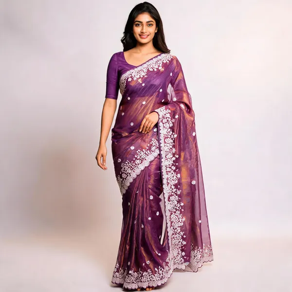 Purple_Silk_Sheer_Lace_Border_Saree_For_Women