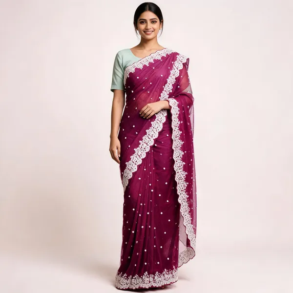 Magenta_Net_Embellished_Lace_Border_Saree_For_Women