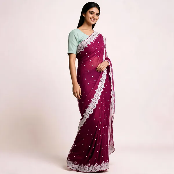 Magenta_Net_Embellished_Lace_Border_Saree_For_Women