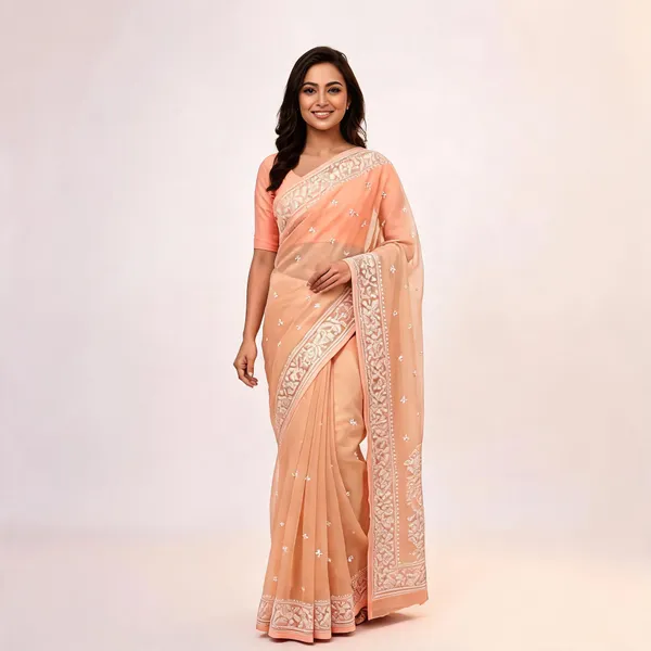Peach_Silk_Embroidered_Saree_For_Women