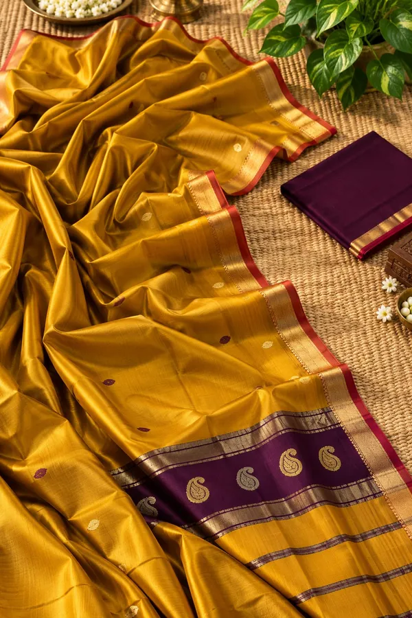 Mustard_Silk_Woven_Saree_For_Women