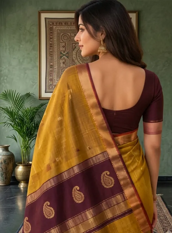 Mustard_Silk_Woven_Saree_For_Women