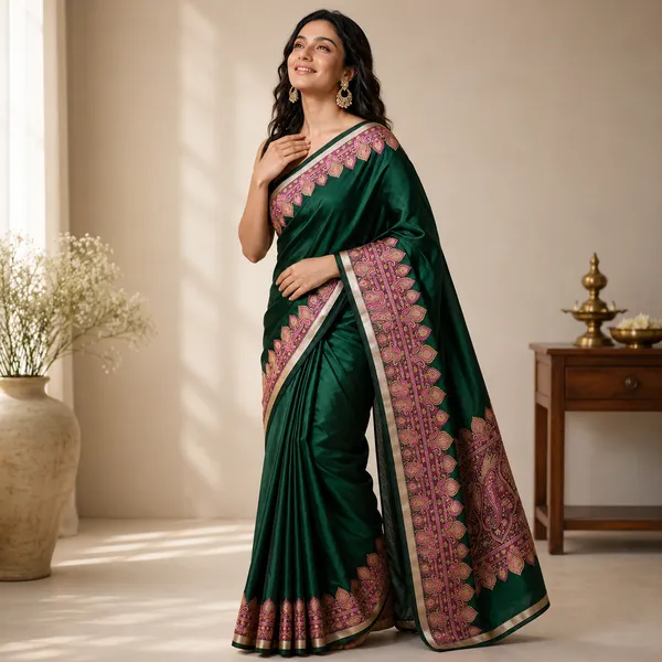 Green_Silk_Paisley_Border_Saree_For_Women