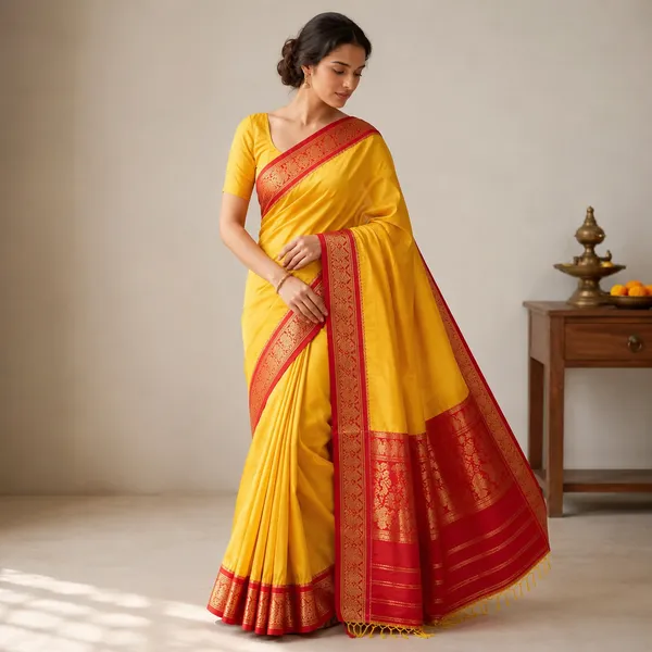 Yellow_Silk_Zari_Border_Saree_For_Women