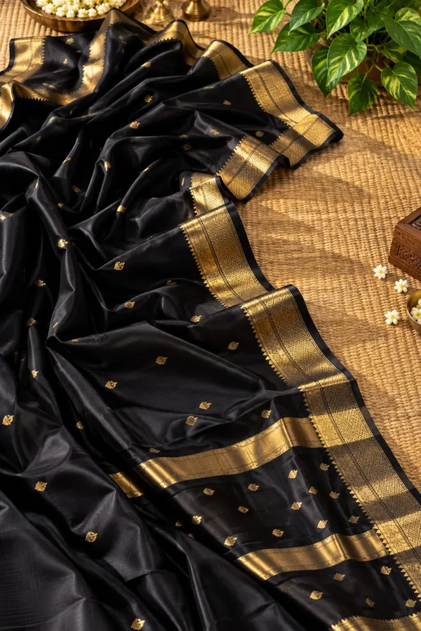 Black_Woven_Gold_Border_Saree_for_Women