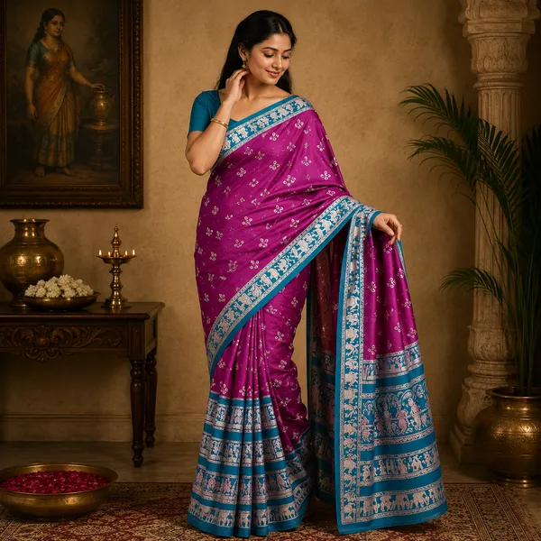 Purple_Silk_Printed_Traditional_Motif_Saree_For_Women