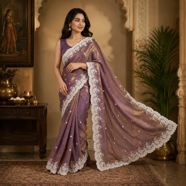 Purple_Silk_Lace_Border_Saree_For_Women