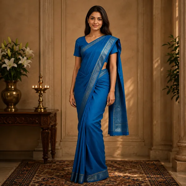 Blue_Silk_Woven_Geometric_Border_Saree_For_Women