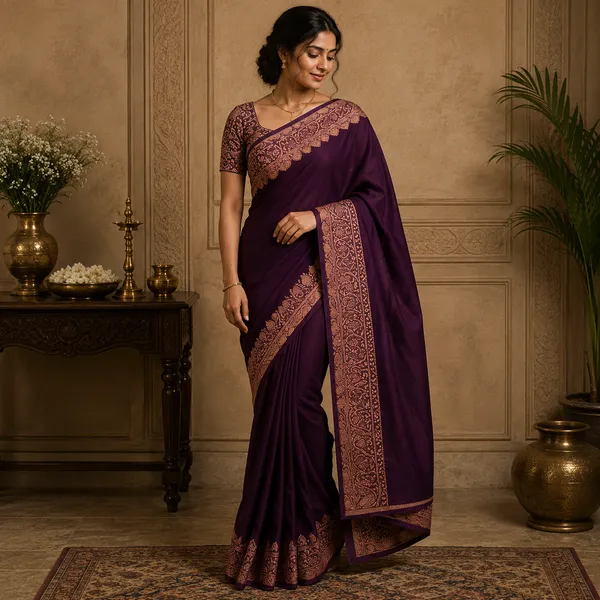 Purple_Silk_Paisley_Border_Saree_For_Women